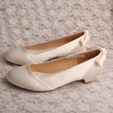 Small Heel Slip-on Wedge Heel Size 4 White Satin